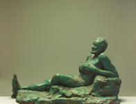 saeed marefat-reclining man green sculpture